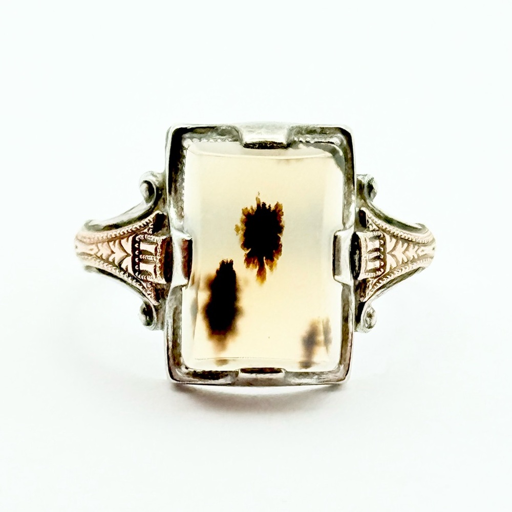 Ostby Barton Sterling Silver 14k Gold Filled Dendritic Ring - Vintage or Antique